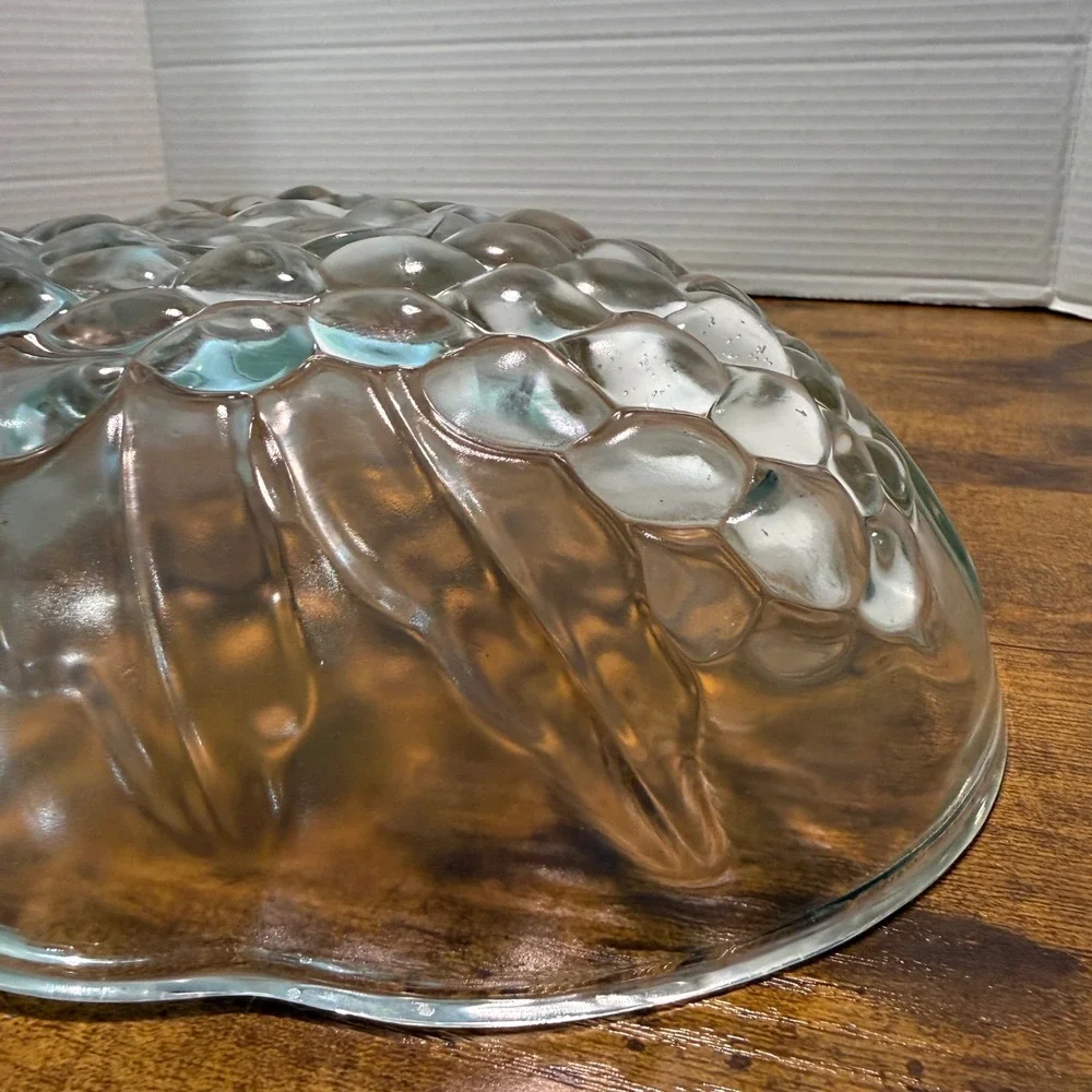 Vtg MCM Clear Glass Grape Cluster Serving 13
